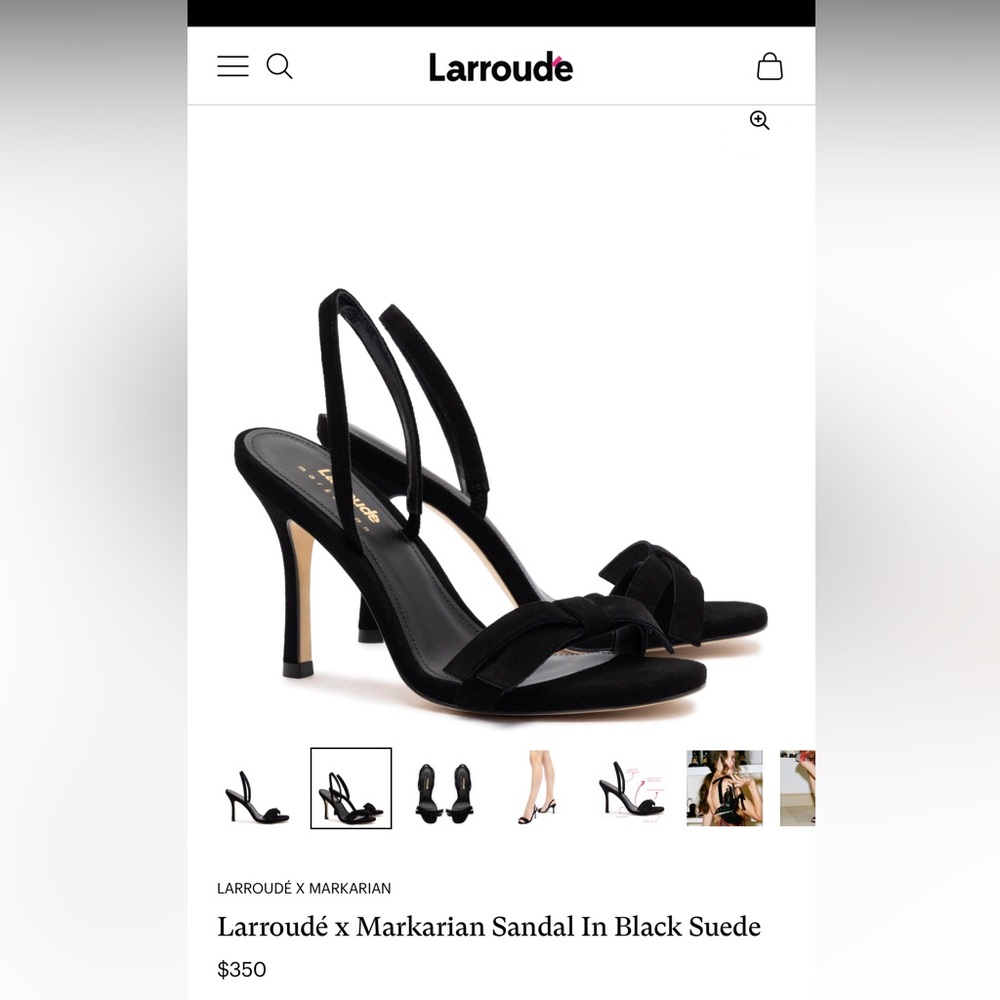 Larroudé x Markarian Sandal In Black Suede size 10